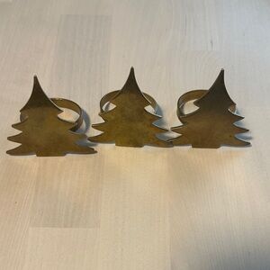 Set of 3 Brass Christmas Tree Napkin Rings